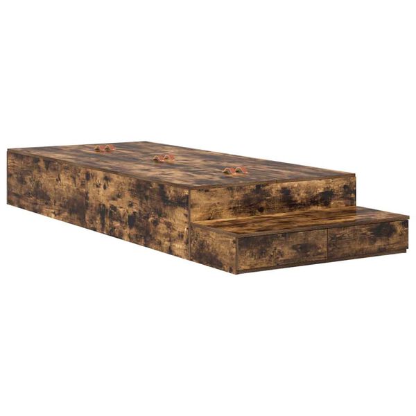 vidaXL Seng med lagring med skuff R&oslash;kt eik 80 cm Konstruert tre