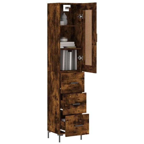 vidaXL Highboard røkt eik 34,5x34x180 cm konstruert tre