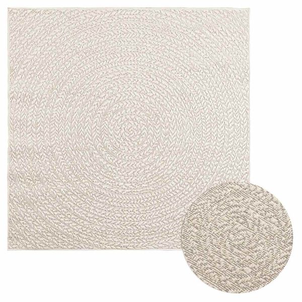 vidaXL Teppe ZIZUR kremhvit 120x120cm jute-utseende innend&oslash;rs&utend&oslash;rs