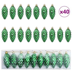 vidaXL Julefuru Kongleball 40 stk. gr&oslash;nn 4 x 9 cm Plast