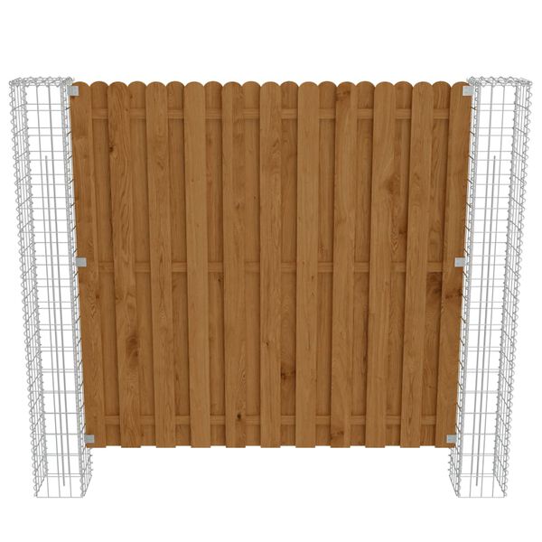 vidaXL Hagegjerdepanel med gabionstolper furu 180x180 cm