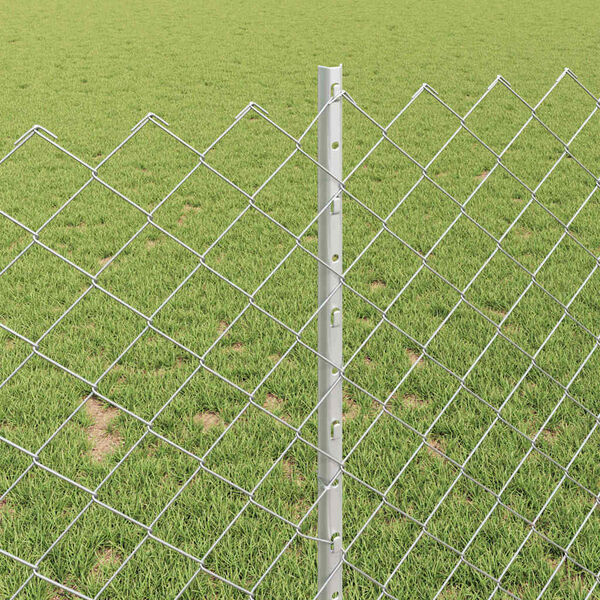 vidaXL Gjerde med stolpe sølv 1 x 10 m Stål