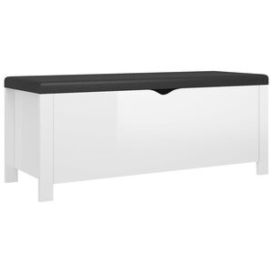 vidaXL Putekasse med pute h&oslash;yglans hvit 105x40x45 cm konstruert tre