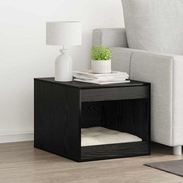 vidaXL Kattetoalettboks Innhegning Svart Eik 47 x 59 x 42 cm