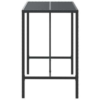 vidaXL Barbord med glassplate svart 110x70x110 cm polyrotting