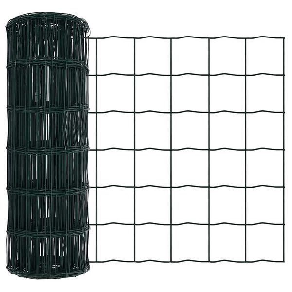 vidaXL Euro gjerde gr&oslash;nn 0,6 x 25 m PVC-belagt jern