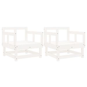 vidaXL Hagestoler 2 stk hvit heltre furu