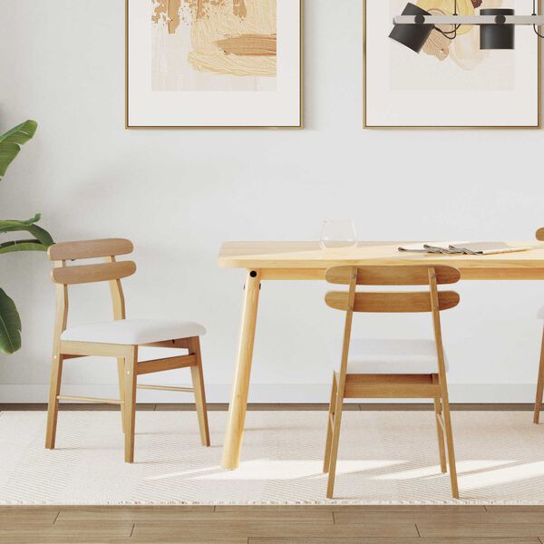 vidaXL Spisestuestol 2 pcs Naturlig og Lys Solid Gummitre