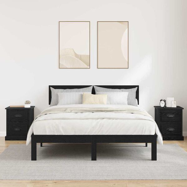 vidaXL Nattbordskap 2 pcs Svart Eik 39 x 39 x 47.5 cm Konstruert tre