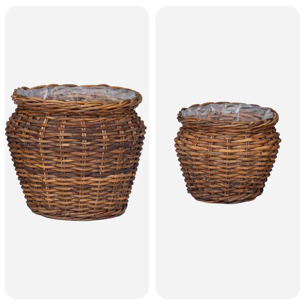 vidaXL Plantekurv med lagring 2 pcs Brun Lacak Rattan