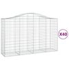 vidaXL Gabionkurver buede 40 stk 200x50x120/140 cm galvanisert jern