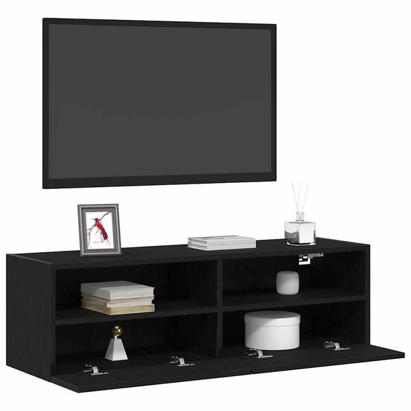 vidaXL TV Veggskap 2 pcs Svart eik 100 x 30 x 30 cm Konstruert tre