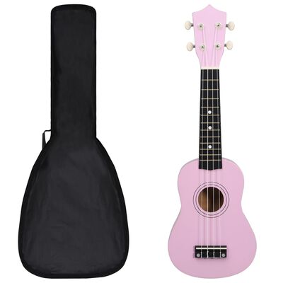 vidaXL Sopran-ukulele sett med veske for barn rosa 21"