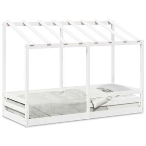 vidaXL Barneseng med tak hvit 90x190 cm heltre furu