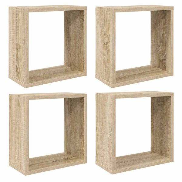vidaXL Vegghyller kubeformet 4 stk sonoma eik 30x15x30 cm