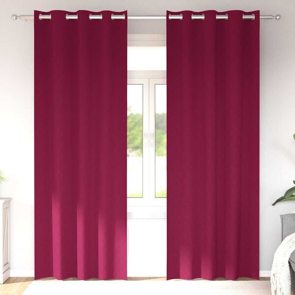 vidaXL M&oslash;rkleggende Gardiner med Ringer 2 pcs Vinr&oslash;d 260 x 140 cm