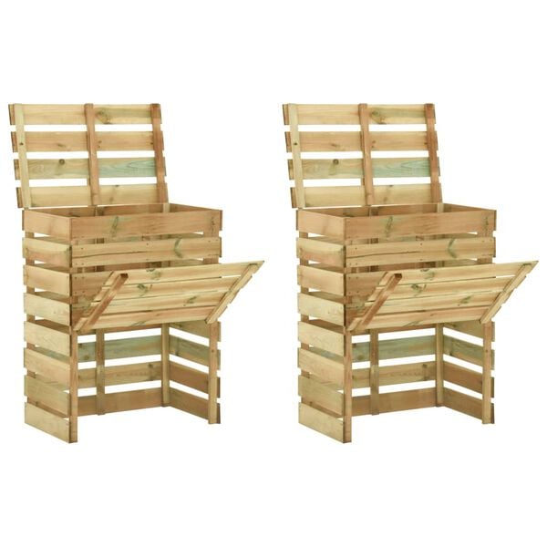 vidaXL Kompostkasse med lamelldesign 2 stk 80x50x100cm impregnert furu