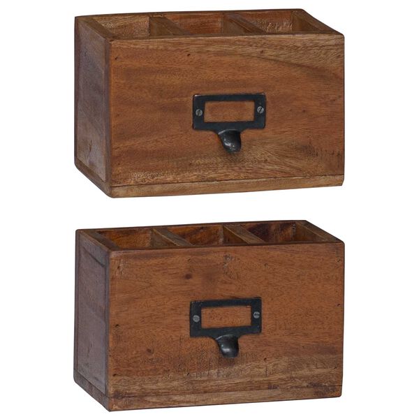 vidaXL Blyant Etui Flerfarget 18 x 10 x 12 cm Massiv Mahogni Tre