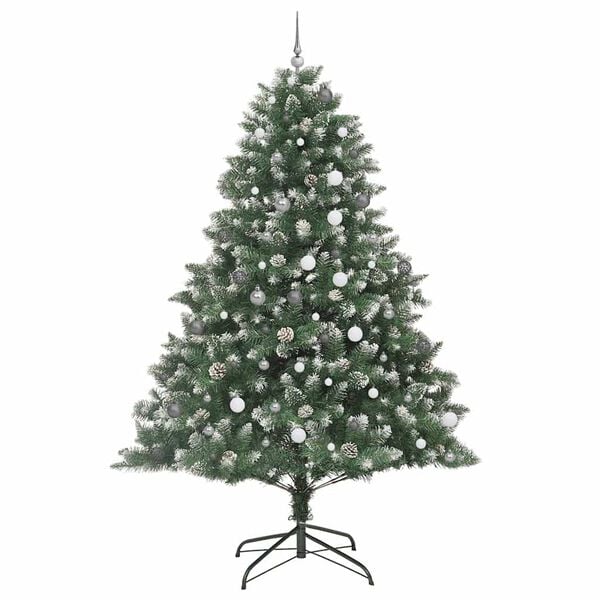 vidaXL Kunstig juletre med 300 LED gr&oslash;nn 240 cm PVC og plast og st&aring;l
