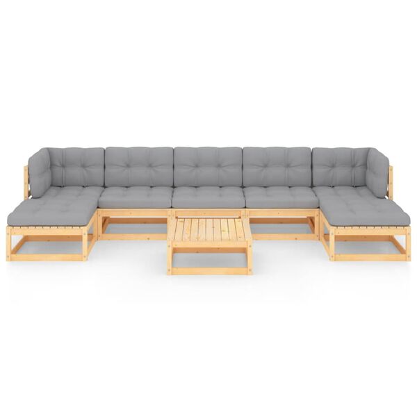 vidaXL Hagesofagruppe med puter 8 deler heltre furu