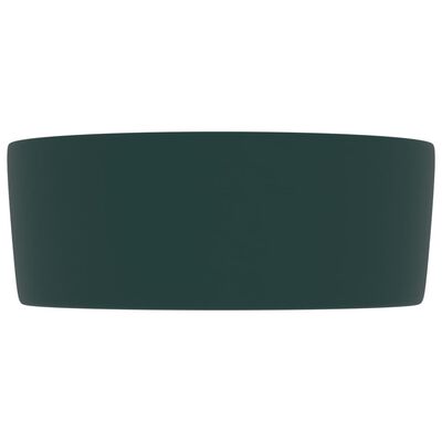 vidaXL Luksuriøs servant rund matt mørkegrønn 40x15 cm keramisk