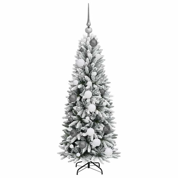 vidaXL Kunstig juletre med 150 LED Hvit 120 cm PVC, plast, st&aring;l og PE