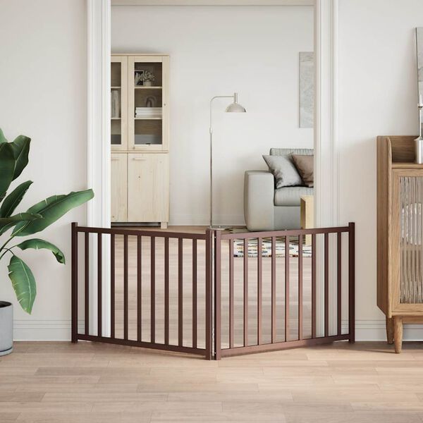 vidaXL Hundeport sammenleggbar 2 paneler brun eik 160 cm heltre gran