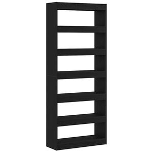 vidaXL Bokskap 6 niv&aring;er 80 x 30 x 198 cm Konstruert tre Svart Eik