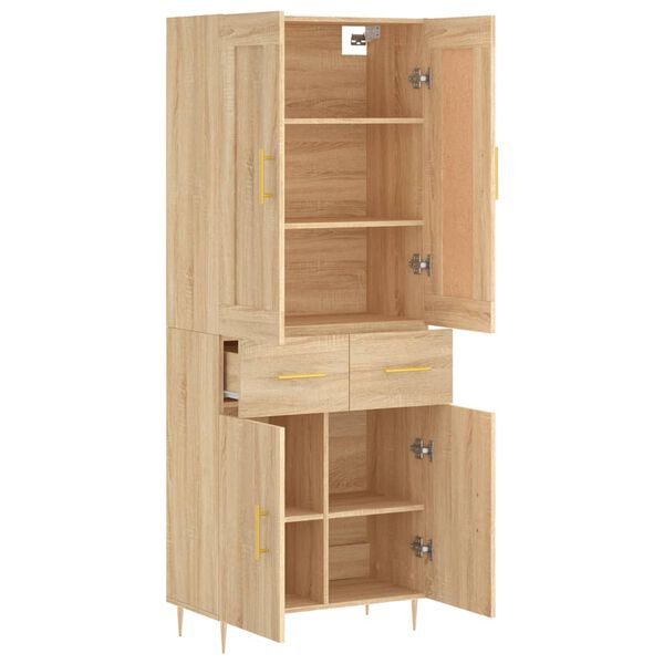 vidaXL Highboard sonoma eik 69,5x34x180 cm konstruert tre