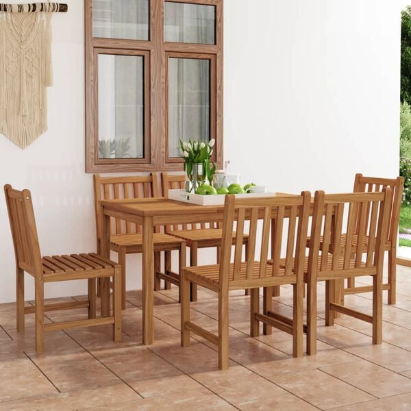 vidaXL 7-delers hagespisesett 140x80 cm heltre teak