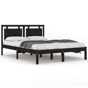vidaXL Sengeramme svart heltre200x200 cm