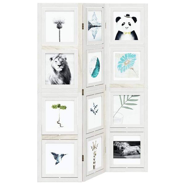 vidaXL Romdeler 3 paneler hvit heltre keisertre