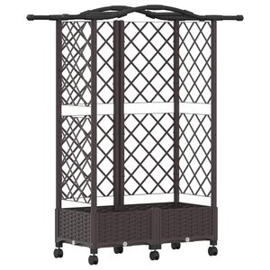 vidaXL Hevet Bed med Trellis og Tak Brun 124 x 40 x 129 cm PP