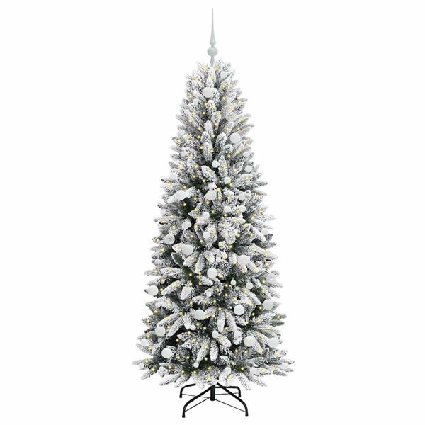 vidaXL Kunstig juletre med 300 LED Hvit 180 cm PVC, plast, st&aring;l og PE