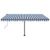vidaXL Frittst&aring;ende automatisk markise 450x350 cm bl&aring;/hvit