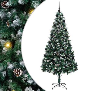 vidaXL Kunstig juletre med 300 LED gr&oslash;nn 210 cm PVC og St&aring;l og Plast