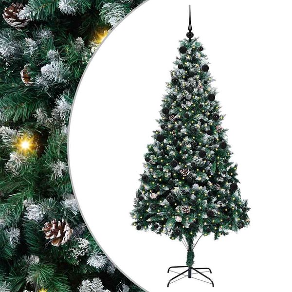 vidaXL Kunstig juletre med 300 LED grønn 210 cm PVC og Stål og Plast