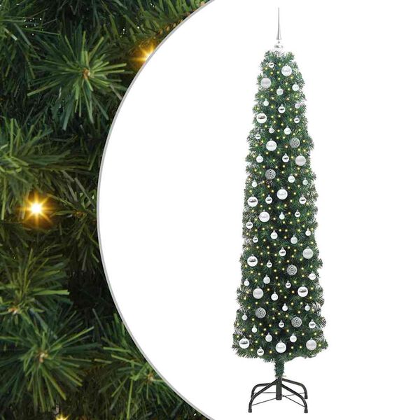 vidaXL Kunstig juletre med 300 LED gr&oslash;nn 210 cm PVC og st&aring;l og plast