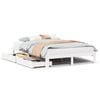 vidaXL Sengeramme med skuffer hvit 120x200 cm heltre furu