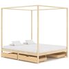 vidaXL Himmelsengeramme med 4 skuffer heltre furu 160x200 cm