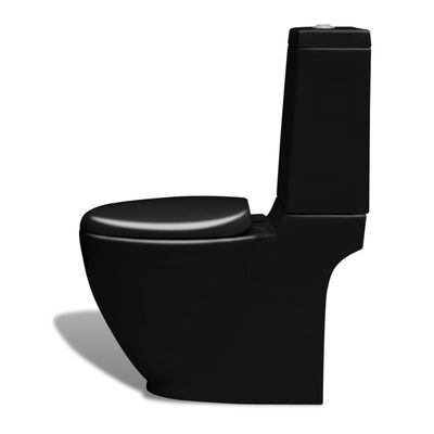 Stående toalett- og bidetsett svart keramikk