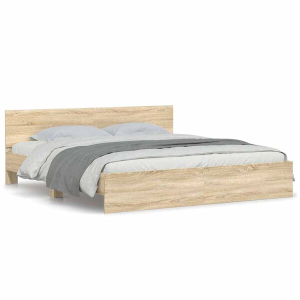 vidaXL Sengeramme med hodegavl sonoma eik 200x200 cm