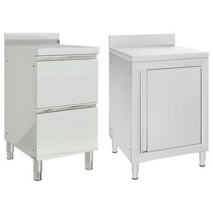 vidaXL Kommersielle kj&oslash;kkenskap 2 stk rustfritt st&aring;l