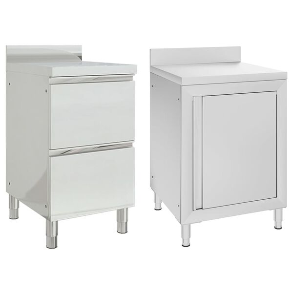 vidaXL Kommersielle kj&oslash;kkenskap 2 stk rustfritt st&aring;l