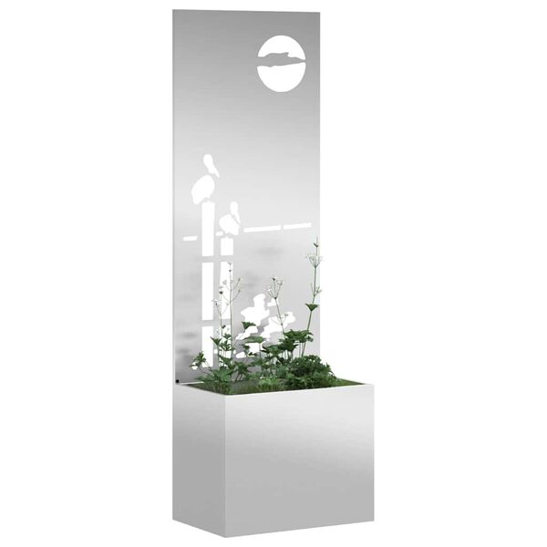 vidaXL Hageprivat skjerm Fretwork s&oslash;lv 50 x 140 cm Galvanisert st&aring;l