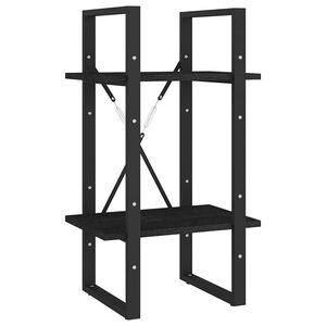 vidaXL Bokhylle 2 niv&aring;er svart 40x30x70 cm heltre furu
