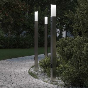 vidaXL Pullertlys med sensor og stikkontakt 3 stk 110 cm rustfritt st&aring;l IP44