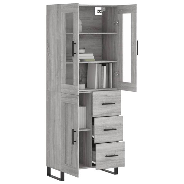 vidaXL Highboard gr&aring; sonoma 69,5x34x180 cm konstruert tre