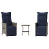 vidaXL 3-delt bistrosett med puter gr&aring; polyrotting