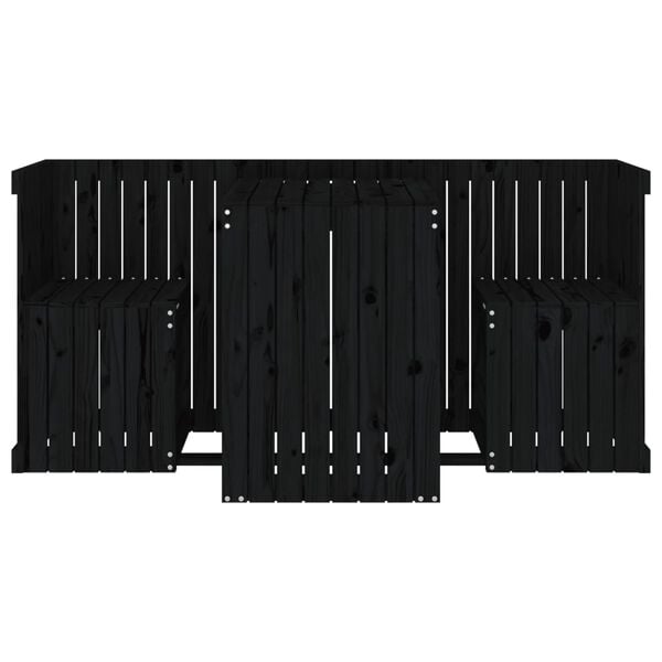 vidaXL Balkongsett 2-seters svart heltre furu